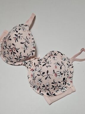 Adrienne Vittadini Light Pink Floral Padded Underwire Seamless Bra Size 38DD